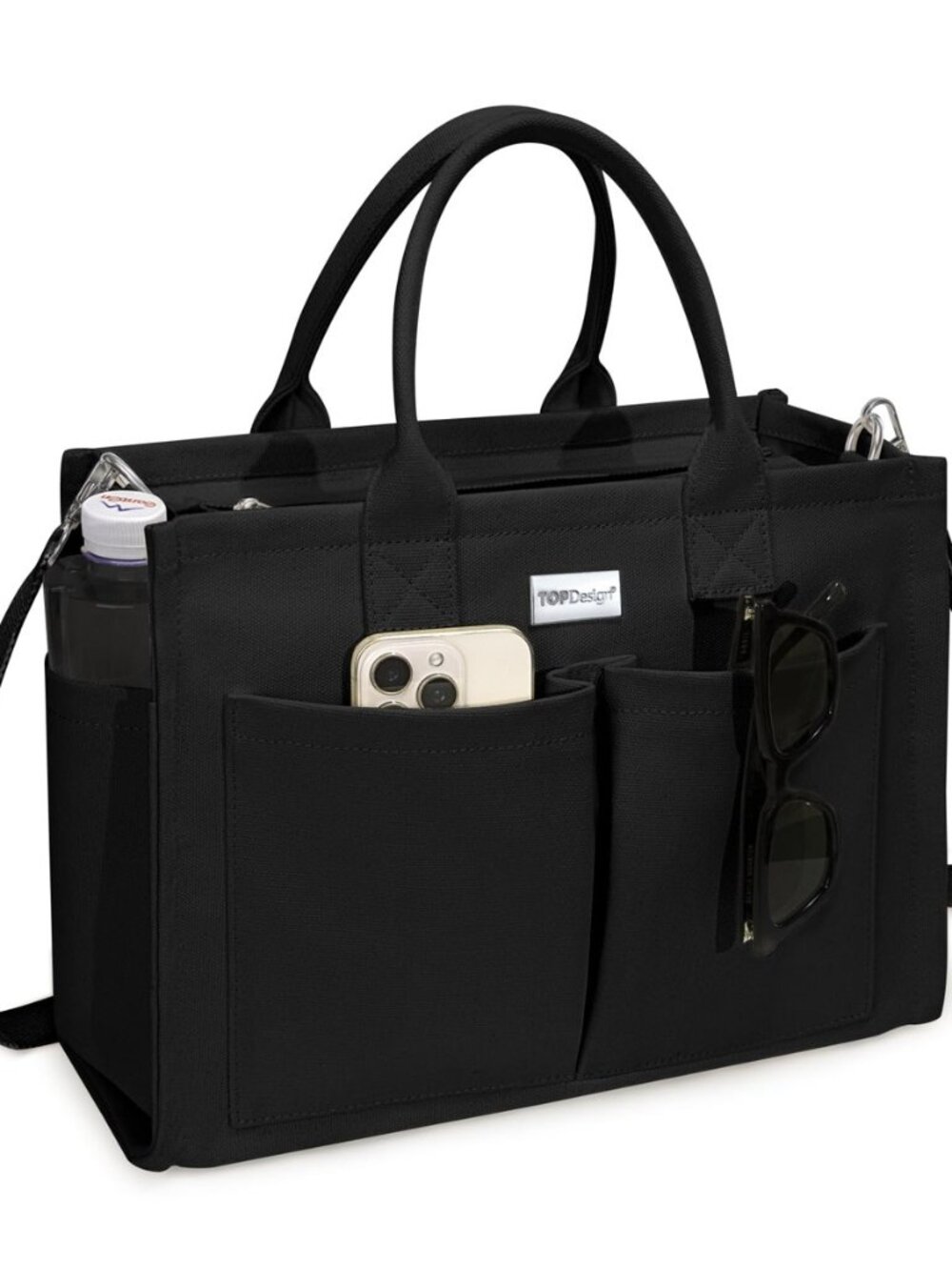 Heavy-Duty Canvas Tote Bag for Women, Adjustable Crossbody/Shoulder Handbag with